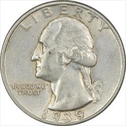 1939-S Washington Silver Quarter AU Uncertified