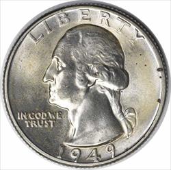 1949 Washington Silver Quarter MS64 Uncertified