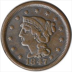 1847 Large Cent Choice VF Uncertified