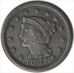 1847 Large Cent VF Uncertified