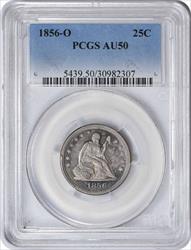 1856-O Liberty Seated Silver Quarter AU50 PCGS