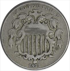 1873 Shield Nickel Open 3 VF Uncertified