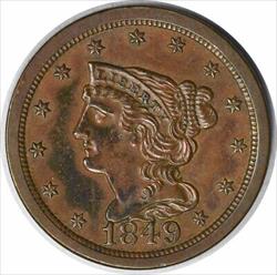 1849 Half Cent AU Slider Uncertified #112