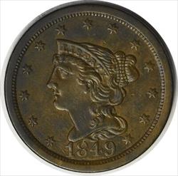 1849 Half Cent AU Slider Uncertified #249