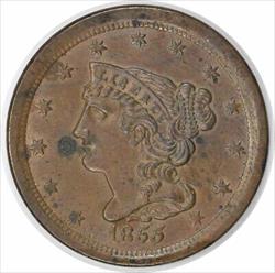 1855 Half Cent AU Uncertified #221