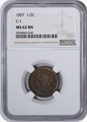 1857 Half Cent BN NGC