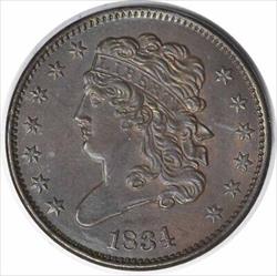 1834 Half Cent Choice BU Uncertified #206