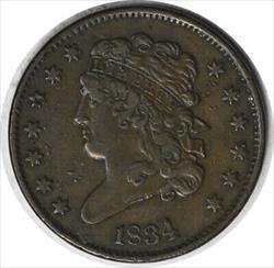 1834 Half Cent EF Uncertified #121