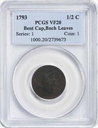 1793 Half Cent Facing Left VF20 PCGS