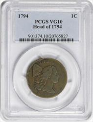 1794 Large Cent Head of 1794 VG10 PCGS