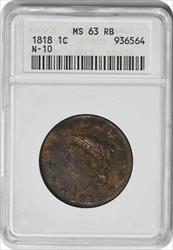 1818 Large Cent RB ANACS