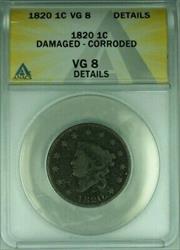 1820 Coronet Head Large Cent  ANACS  Details Damaged Corroded (41)