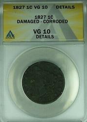 1827 Coronet Head Large Cent  ANACS  Details Damaged-Corroded   (41)