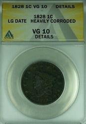 1828 Coronet Head Large Cent Lg Date  ANACS  Dets Heavily Corroded   (41)