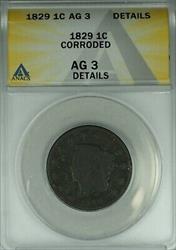 1829 Coronet Head Large Cent  ANACS  Details Corroded   (41)