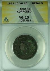 1831 Coronet Head Large Cent  ANACS  Details Corroded   (41)