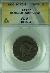 1833 Coronet Head Large Cent  ANACS  Details Damaged-Corroded   (41)
