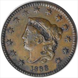 1833 Large Cent VF Uncertified #219