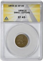 1858 Flying Eagle Cent Small Letters EF45 ANACS