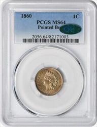 1860 Indian Cent Pointed Bust  PCGS (CAC)