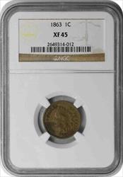 1863 Indian Cent EF45 NGC