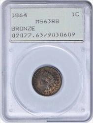 1864 Indian Cent Bronze RB PCGS