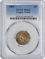 1864 Indian Cent Copper Nickel  PCGS