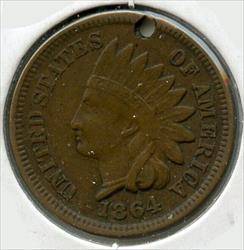 1864 Indian Head Cent Penny - Cull - Hole - CC118