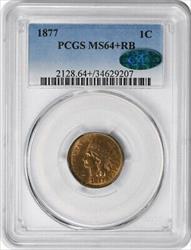 1877 Indian Cent +RB PCGS (CAC)