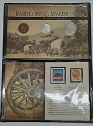 Rare US Coins and Stamps of the Past in Info Card & Folder