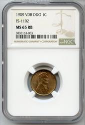 1909 VDB Lincoln Wheat Cent Double Die DDO NGC  RB FS-1102 Coin 1c -  JN619