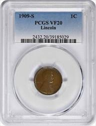 1909-S Lincoln Cent VF20 PCGS