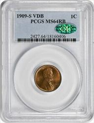 1909-S VDB Lincoln Cent RB PCGS (CAC)