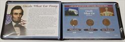 Last Year Issue Lincoln Wheat Cent Set - 3 Coins in Plastic Folder-Avg Circ