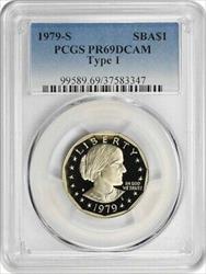1979-S Type 1 Susan B Anthony Dollar SBA DCAM PCGS Proof 69 DC Filled 'S'