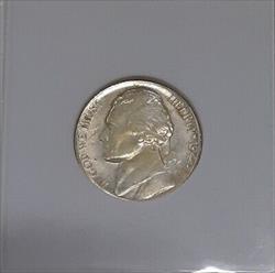 1944-P Jefferson Nickel Wartime Silver 5c Coin BU in Plastic Holder
