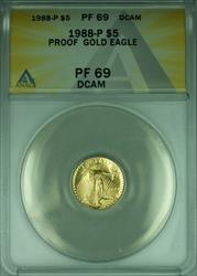 1988 P  American Eagle 1/10th Ounce $5 AGE Proof  ANACS DCAM