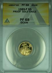 1989 P  American Eagle 1/10th Ounce $5 AGE Proof  ANACS DCAM