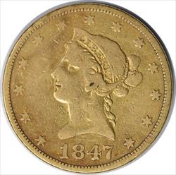 1847 $10  Liberty Head F Uncertified #941