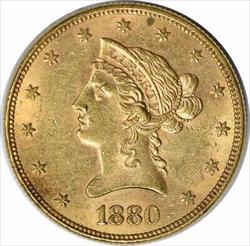 1880 $10  Liberty Head AU Slider Uncertified #236