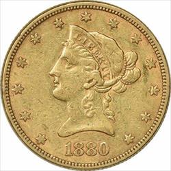 1880 $10  Liberty Head EF Uncertified #232