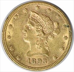 1893 $10  Liberty Head AU Slider Uncertified #313