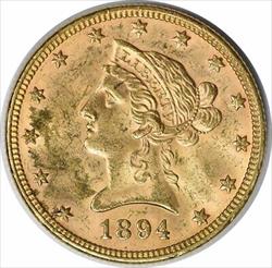1894 $10  Liberty Head AU Slider Uncertified #325