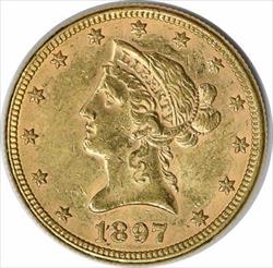 1897 $10  Liberty Head AU Slider Uncertified #333