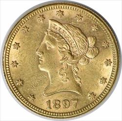 1897 $10  Liberty Head AU Slider Uncertified #334