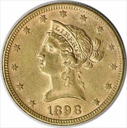 1898 $10  Liberty Head AU Slider Uncertified #339
