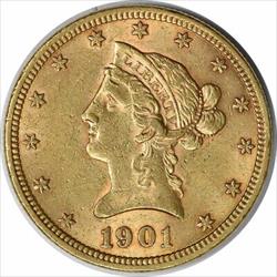 1901 $10  Liberty Head AU Slider Uncertified #902