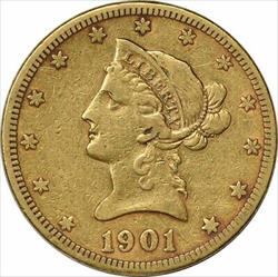 1901 S $10  Liberty Head EF Uncertified #957
