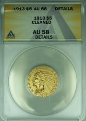 1913 Indian Head $5  Half Eagle ANACS Details Cleaned