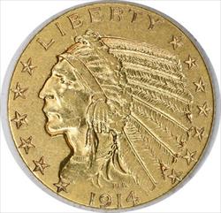1914 $5  Indian AU Uncertified #153